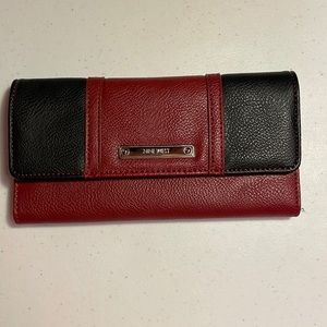 Nine West Burgundy & Black leather Trifold Wallet